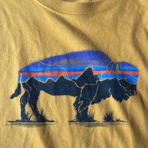 Patagonia Men's L SS T Shirt Buffalo graphic gold